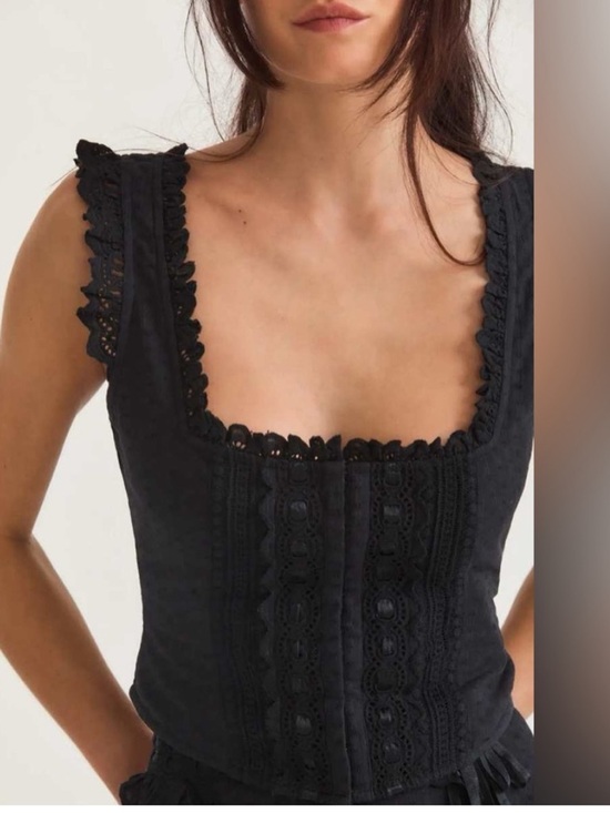 LoveShackFancy Tops - LOVESHACKFANCY Georgie Embroidered Eyelet Bustier Top Sz 2